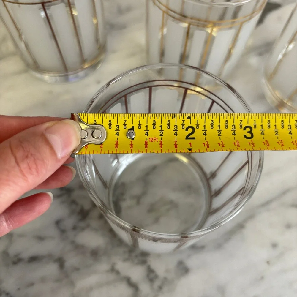 Vintage Culver Servemates Whiskey Lowball Glass Set of 7 Gold Frosted Glass MCM
